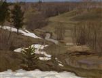 Stanislaw Julianowitsch Zukowski  - Bilder Gemälde - Melting Snow on the Slopes