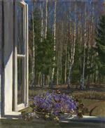 Stanislaw Julianowitsch Zukowski  - Bilder Gemälde - Spring Landscape with Violets
