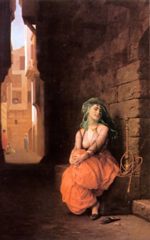 Jean Leon Gerome - Bilder Gemälde - Araberin mit Waserpfeife