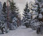 Stanislaw Julianowitsch Zukowski  - Bilder Gemälde - Tracks in the Snow