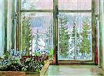Stanislaw Julianowitsch Zukowski  - Bilder Gemälde - Window with Snowdrops