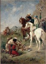 Eugene Fromentin - Bilder Gemälde - A Falcon Hunt in Algeria