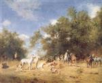 Eugene Fromentin - Bilder Gemälde - Arab Horsemen Resting in the Forest