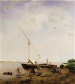 Eugene Fromentin - Bilder Gemälde - Boat On The Nile