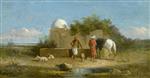Eugene Fromentin - Bilder Gemälde - Herdsmen at an Oasis