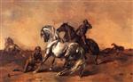 Eugene Fromentin  - Bilder Gemälde - Scene in a Desert 