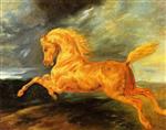Jean Louis Theodore Gericault - Bilder Gemälde - A Horse Frightened by Lightning