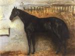 Jean Louis Theodore Gericault - Bilder Gemälde - Black Horse in the Stable