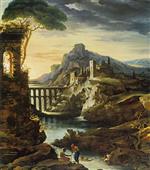 Bild:Evening Landscape with an Aqueduct