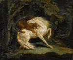 Jean Louis Theodore Gericault - Bilder Gemälde - Horse Attacked by Lion