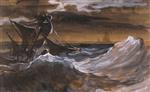 Jean Louis Theodore Gericault  - Bilder Gemälde - Sailboat on a Raging Sea