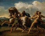 Jean Louis Theodore Gericault  - Bilder Gemälde - The Capture of a Wild Horse