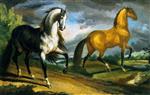 Jean Louis Theodore Gericault  - Bilder Gemälde - Two Horses