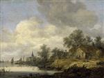 Jan van Goyen - Bilder Gemälde - A River Scene