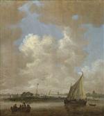 Jan van Goyen - Bilder Gemälde - A River Scene with a Hut on an Island