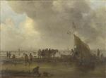 Jan van Goyen - Bilder Gemälde - A Scene on the Ice by a Drinking Booth