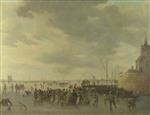 Jan van Goyen - Bilder Gemälde - A Scene on the Ice near Dordrecht