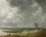 Jan van Goyen - Bilder Gemälde - A Windmill by a River