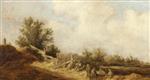 Jan van Goyen - paintings - Dune Landscape with Three Figures by a Dilapidated Wooden Fence