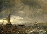 Jan van Goyen - Bilder Gemälde - Fishing Boats in an Estuary at Dusk