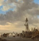Jan van Goyen  - Bilder Gemälde - Ice Scene near a Wooden Observation Tower