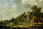 Jan van Goyen  - Bilder Gemälde - Peasant Cottages next to a Well