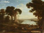 Jacob Philipp Hackert  - Bilder Gemälde - Landscape with Two Figures Dancing with Tambourines