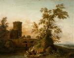Jacob Philipp Hackert  - Bilder Gemälde - Landscape with Washerwomen