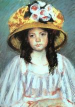 Mary Cassatt  - Peintures - Jeune fille avec un grand chapeau