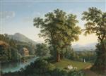 Jacob Philipp Hackert  - Bilder Gemälde - River Landscape with Elements of the English Garden at Caserta
