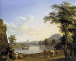Jacob Philipp Hackert  - Bilder Gemälde - St. Peter von der Milvischen Brücke aus gesehen