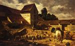 Charles Emile Jacque - Bilder Gemälde - A Farmyard