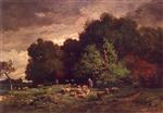 Charles Emile Jacque - Bilder Gemälde - A Shepherd with His Flock