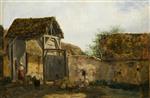 Charles Emile Jacque - Bilder Gemälde - Farmstead with Figures