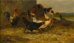 Charles Emile Jacque - Bilder Gemälde - Hens and Roosters-2