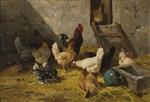 Charles Emile Jacque - Bilder Gemälde - Hens and Roosters