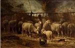 Charles Emile Jacque - Bilder Gemälde - Large Sheep Barn