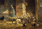 Charles Emile Jacque - Bilder Gemälde - Leaving the Stall