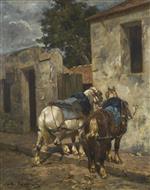 Charles Emile Jacque - Bilder Gemälde - Percherons at Barbizon