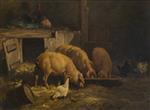 Charles Emile Jacque - Bilder Gemälde - Pigs Feeding