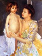 Mary Cassatt  - Bilder Gemälde - Jules wird von seiner Mutter getrocknet