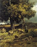 Charles Emile Jacque  - Bilder Gemälde - Tending the Flock