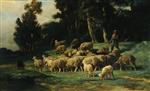 Charles Emile Jacque  - Bilder Gemälde - The Flock