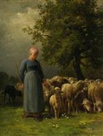 Charles Emile Jacque  - Bilder Gemälde - The Missing Flock