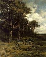 Charles Emile Jacque  - Bilder Gemälde - The Shepherdess