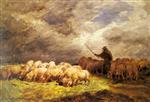 Charles Emile Jacque  - Bilder Gemälde - The Swineherd