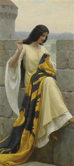 Edmund Blair Leighton  - Bilder Gemälde - Stitching the Standard