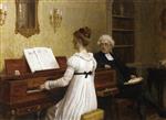 Edmund Blair Leighton  - Bilder Gemälde - The Piano Lesson