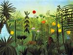 Henri Rousseau - Bilder Gemälde - Exotic Landscape with Lion and Lioness in Africa