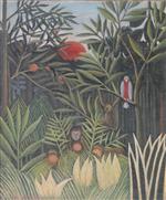 Henri Rousseau  - Bilder Gemälde - Monkeys and Parrot in the Virgin Forest